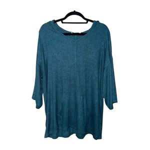 Vince & Love Teal Hooded Sweater Top - Dark Teal - Size 1X
